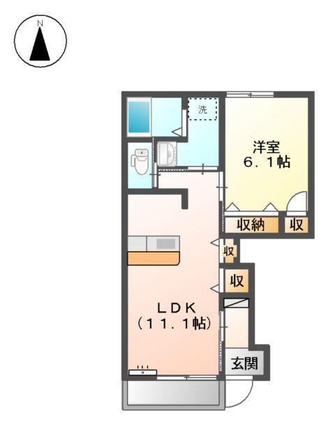 サン・エルシオンⅡ(1LDK/1階)の間取り写真