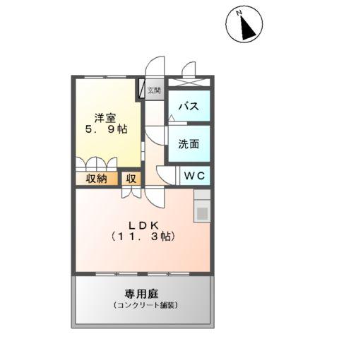 シーウィンド1(1LDK/1階)の間取り写真