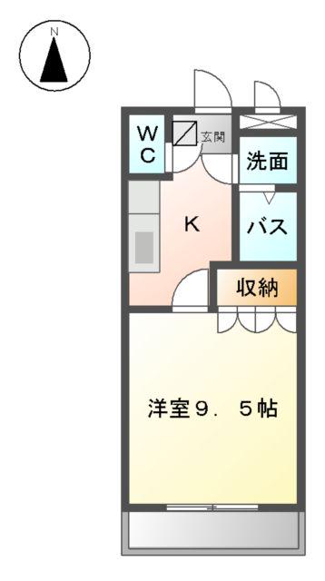フォーチュン(1K/2階)の間取り写真