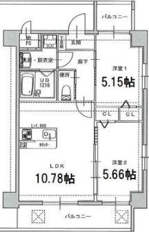 JET BLD GALLERIA(2LDK/3階)の間取り写真