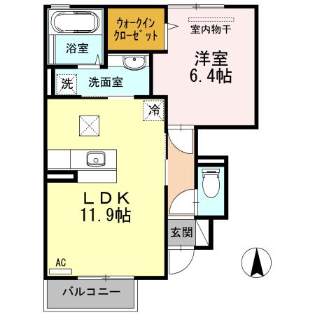 BRAVERY(1LDK/1階)の間取り写真