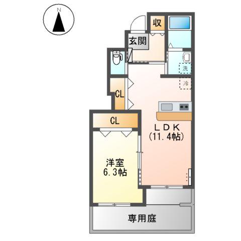 リーヴル(1LDK/1階)の間取り写真