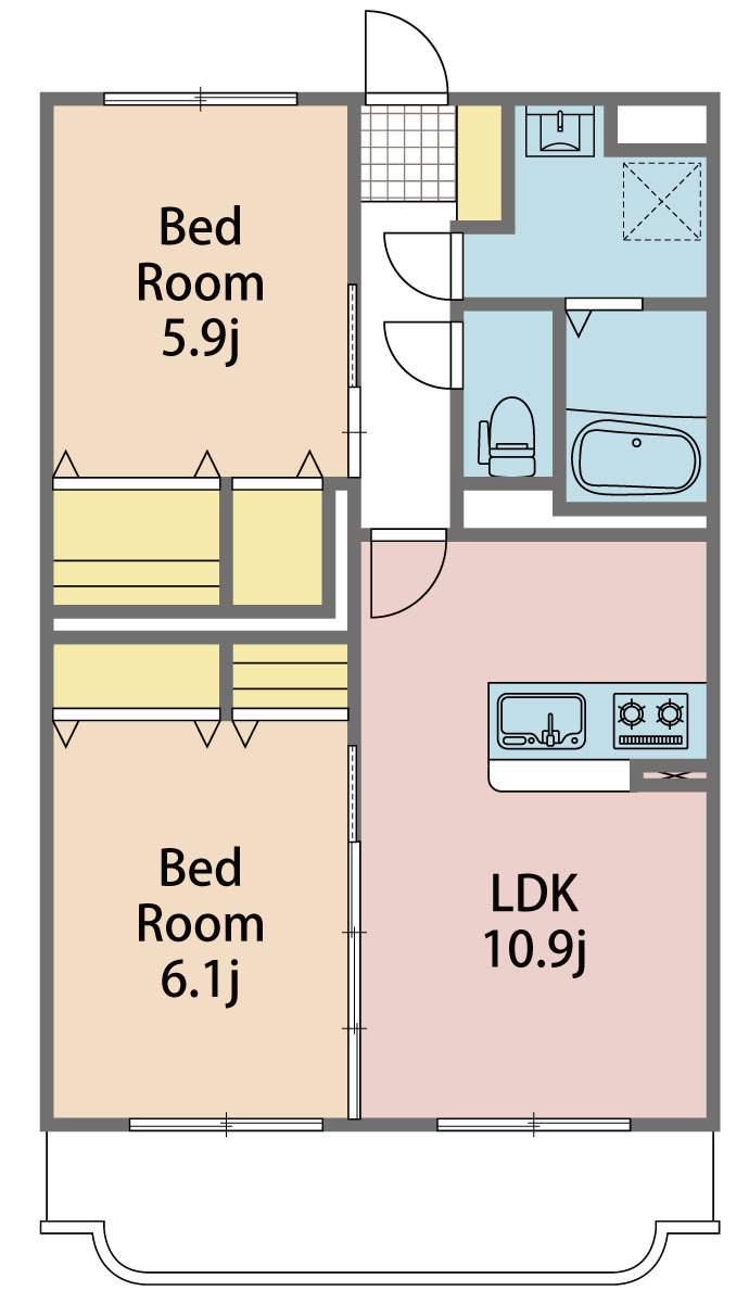 はなみずきⅡ番館(2LDK/3階)の間取り写真