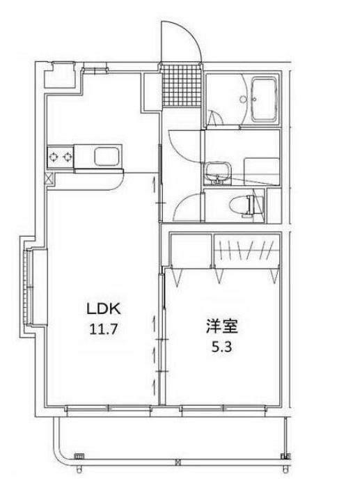 ユーミー葵(1LDK/1階)の間取り写真