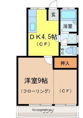 東浜ビル(1DK/3階)の間取り写真