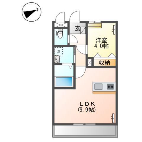 フレ・アジュール(1LDK/2階)の間取り写真