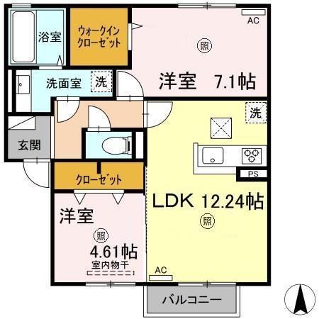 D-ROOM桜 Ⅱ棟(2LDK/1階)の間取り写真