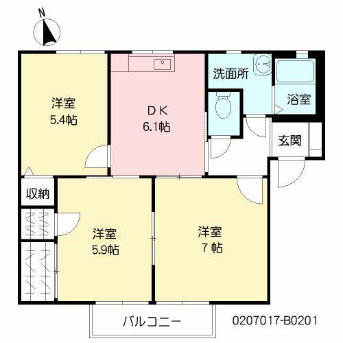 シャーメゾン王ノ瀬  B棟(3DK/2階)の間取り写真