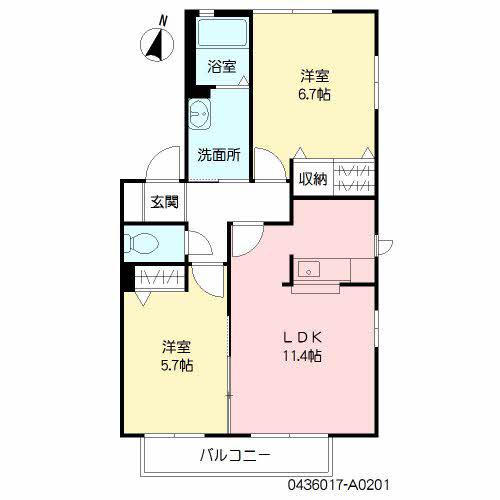 セピアコート1(2LDK/2階)の間取り写真