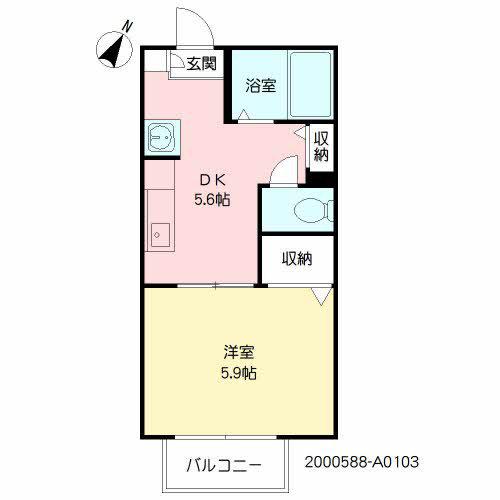 パルドミールⅠ(1DK/1階)の間取り写真