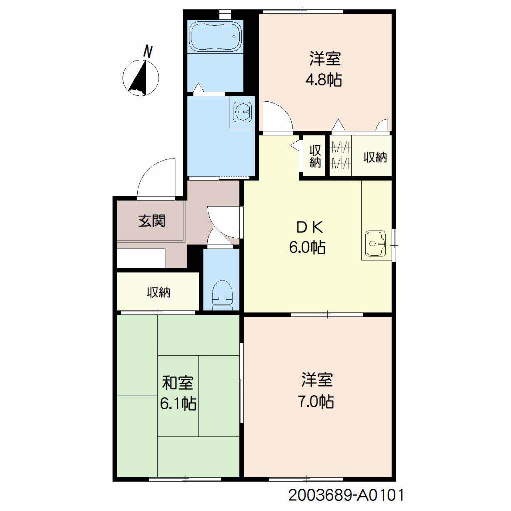 サウダージ (3DK/1階)の間取り写真