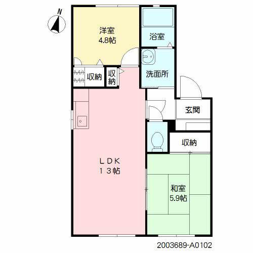 サウダージ (2LDK/1階)の間取り写真