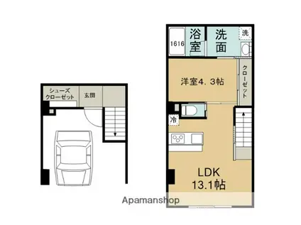 BLISS光吉(1LDK/2階)の間取り写真