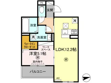 PREMILIFE都町18(1LDK/1階)の間取り写真