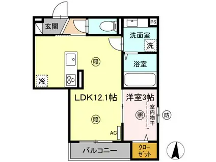 PREMILIFE寿町(1LDK/3階)の間取り写真