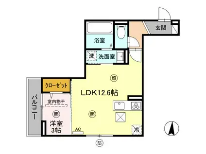 PREMILIFE寿町(1LDK/1階)の間取り写真