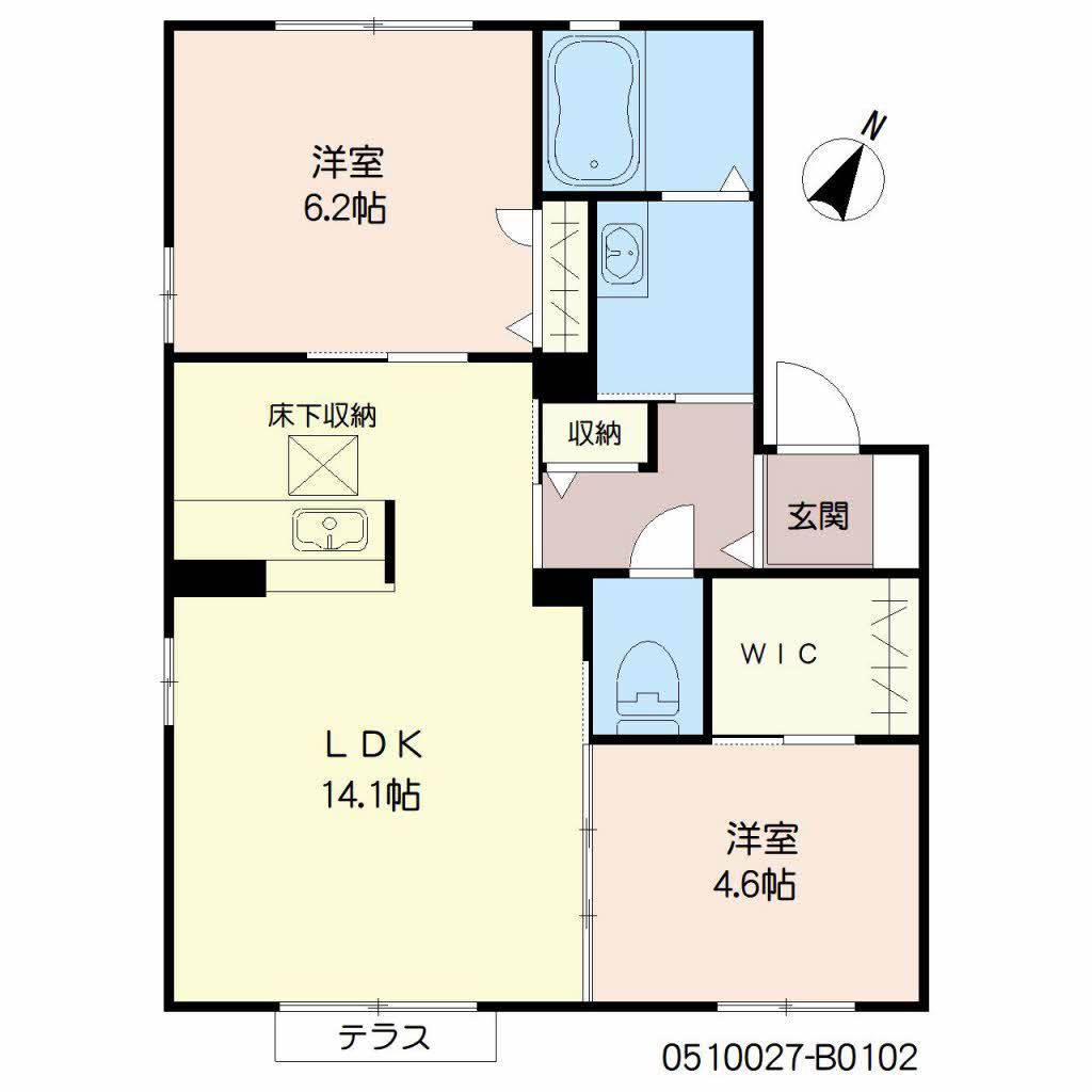 フェリーチェ三川Ⅱ(2LDK/1階)の間取り写真