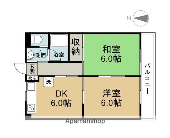 金池マンションA(2DK/2階)の間取り写真