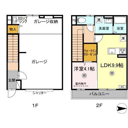 日豊本線 大在駅 徒歩26分 2階建 築1年(1LDK/1階)の間取り写真
