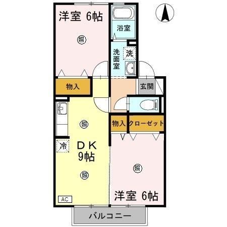 エクレール美濃屋B(2DK/1階)の間取り写真