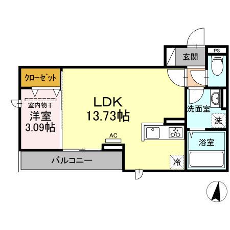 リーブルハウスグラン南大分(1LDK/3階)の間取り写真