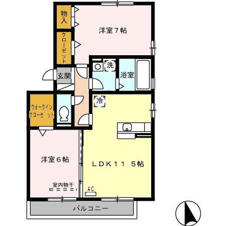 ポワール・MB棟(2LDK/3階)の間取り写真