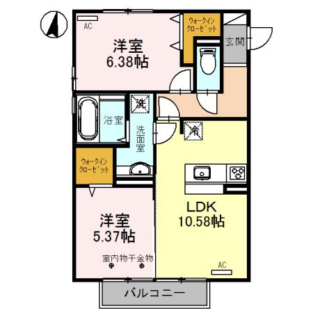 コンフォートT3(2LDK/2階)の間取り写真