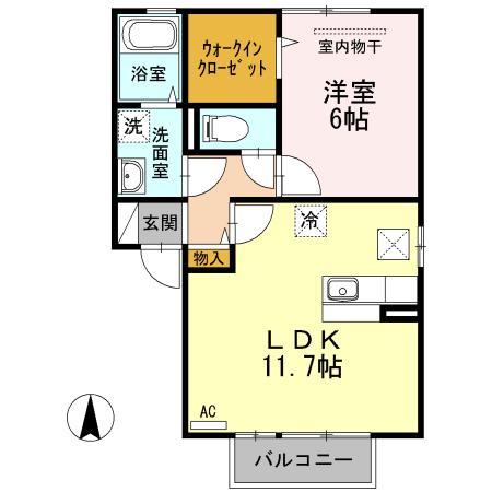 メゾン・ド・TERRA(1LDK/1階)の間取り写真