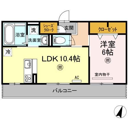 コンフォール・SERI(1LDK/2階)の間取り写真