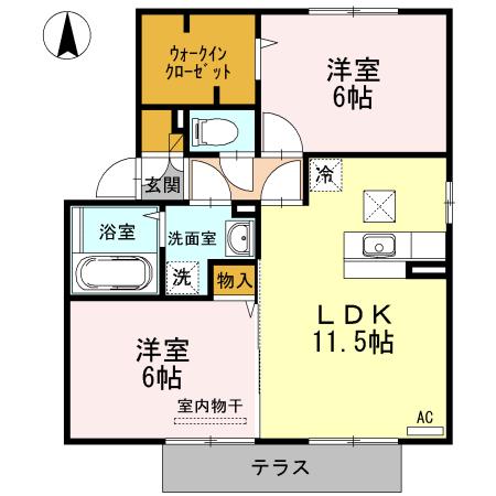 ショコラⅡ(2LDK/1階)の間取り写真