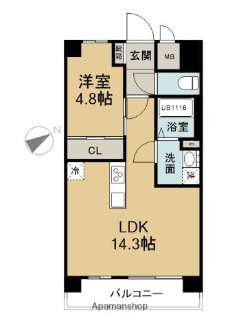 グランアレズ萩原(1LDK/2階)の間取り写真