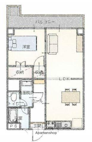エンプレイス牧(1LDK/3階)の間取り写真