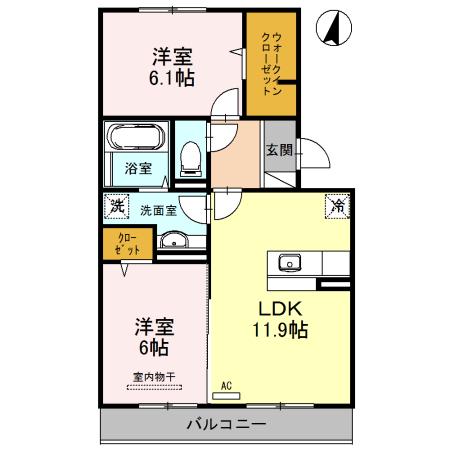 グランシャリオS(2LDK/2階)の間取り写真
