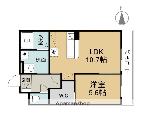 BLISS高松(1LDK/3階)の間取り写真