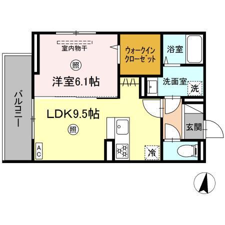 PREMILIFE日岡(1LDK/3階)の間取り写真