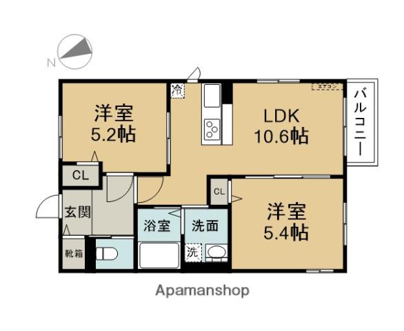 ベル・セゾン金池南(2LDK/1階)の間取り写真