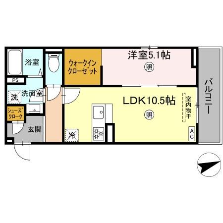 ヴェルシオール リアン(1LDK/3階)の間取り写真