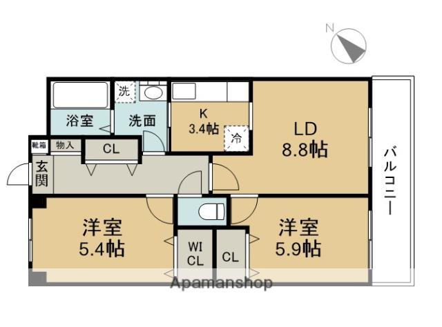 ポラリス金谷A(2LDK/2階)の間取り写真