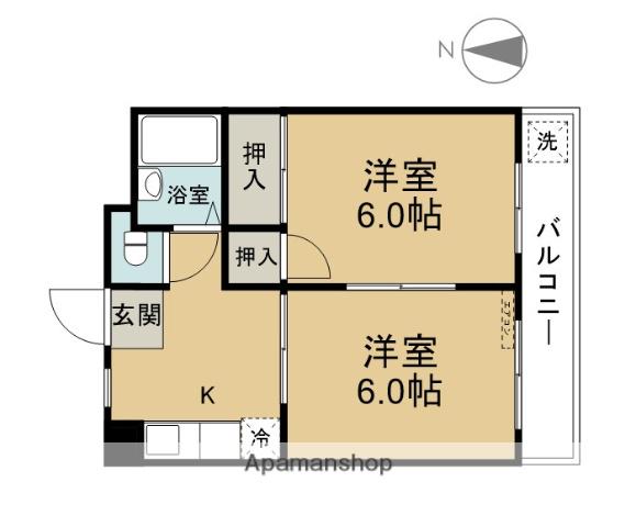 アメニックス賀来Ⅱ(2K/3階)の間取り写真