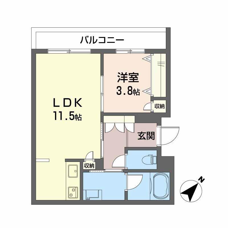 シャーメゾンアルメリア(1LDK/2階)の間取り写真