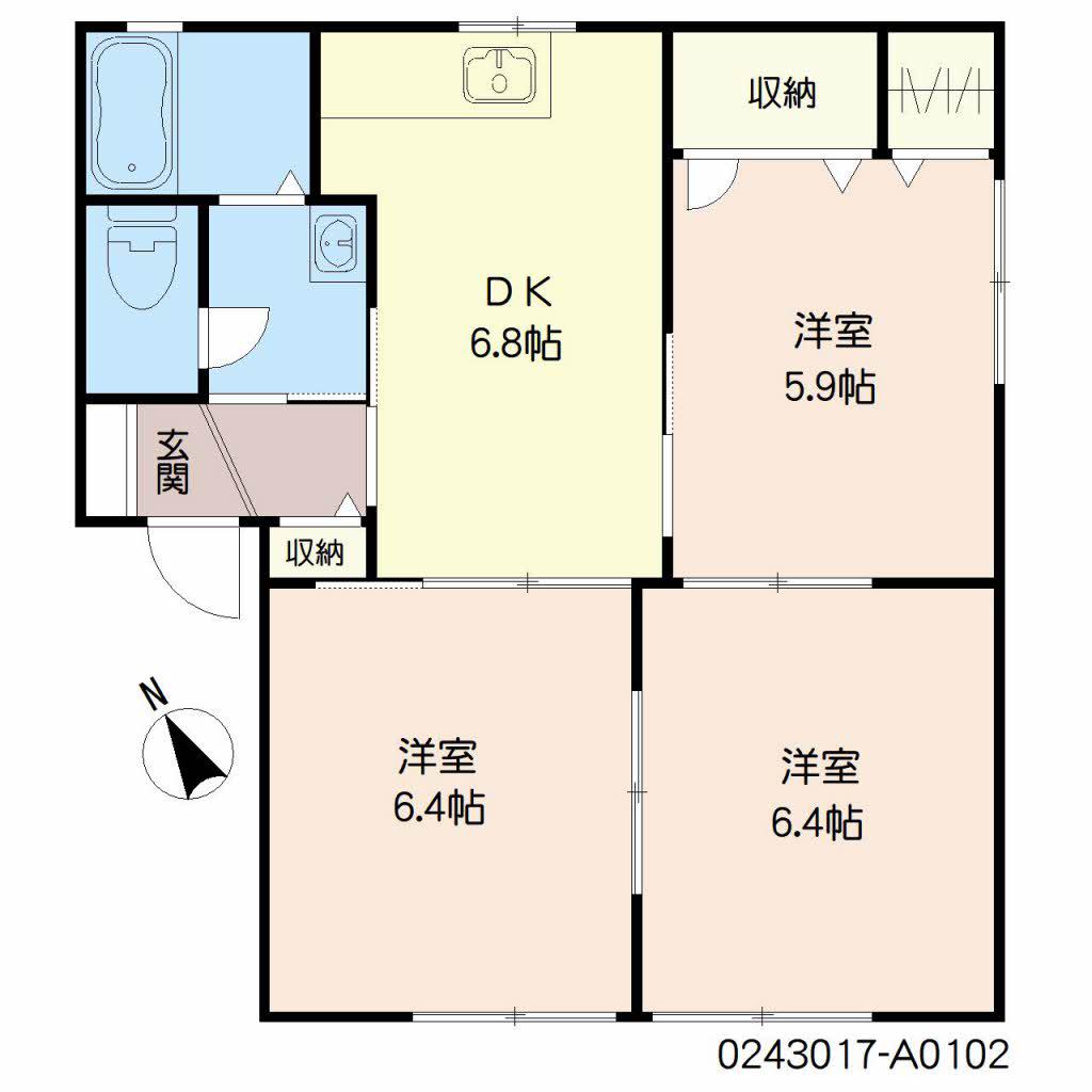 フローレンス・トリイ(3DK/1階)の間取り写真