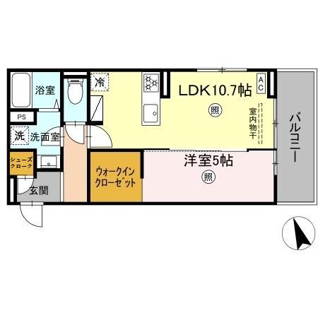 PREMILIFE須賀II(1LDK/2階)の間取り写真