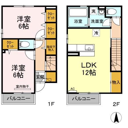 プレジール堂園III(2LDK/1階)の間取り写真