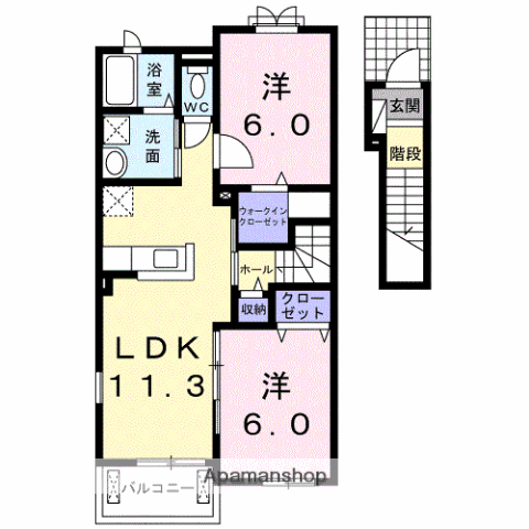 メゾンドシャリテ(2LDK/2階)の間取り写真