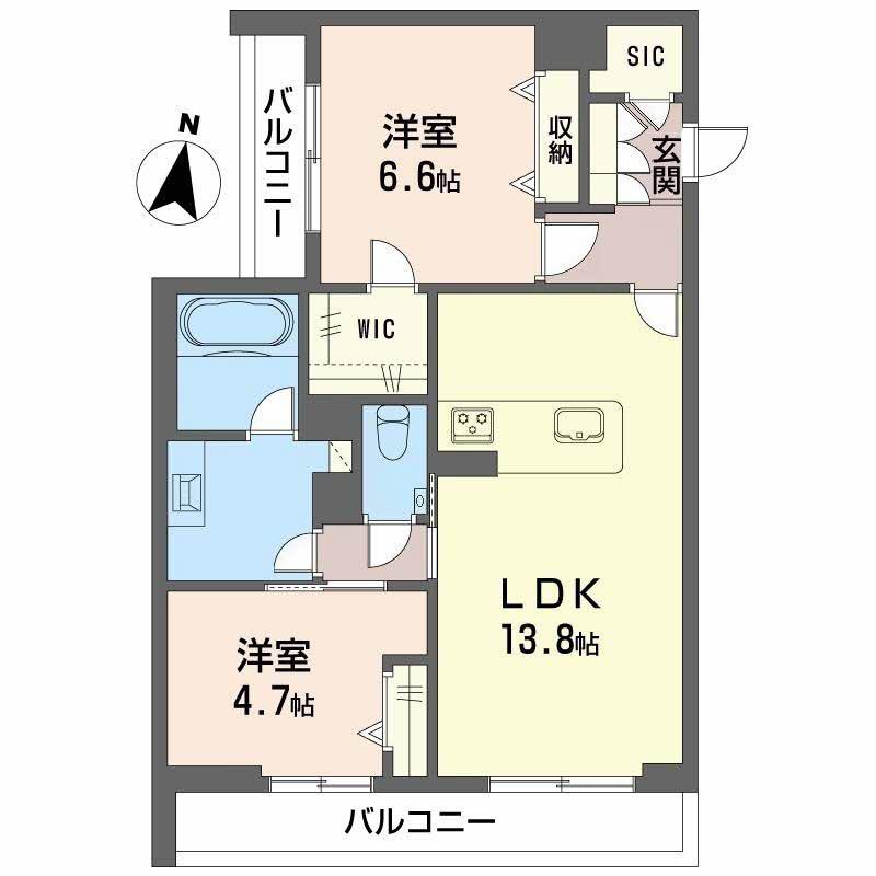 グランメゾン(2LDK/3階)の間取り写真
