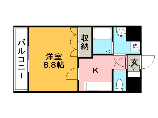 ラ・セゾン・クレール駅南(1K/3階)の間取り写真