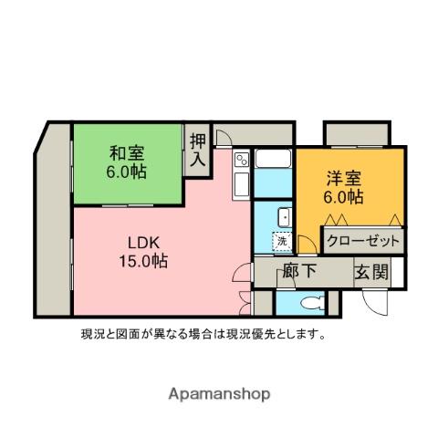 プランドール2番館(2LDK/2階)の間取り写真