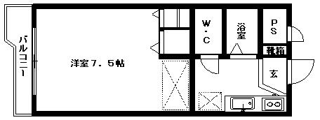 シェーンドルフ中津留(1K/4階)の間取り写真