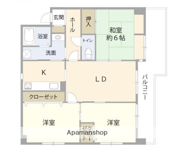 ナイスモア中島(3LDK/8階)の間取り写真