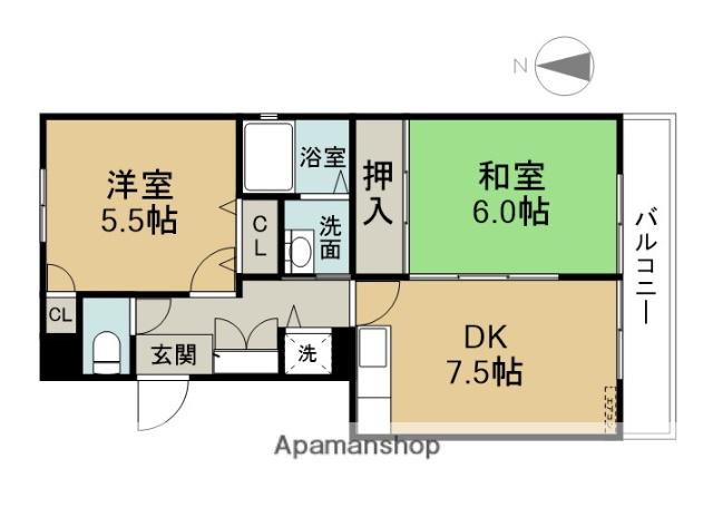 セゾンウエストコート(2DK/3階)の間取り写真